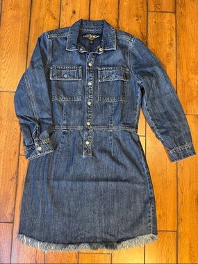 Lucky Brand Dark Blue Denim Shirt Mini Dress